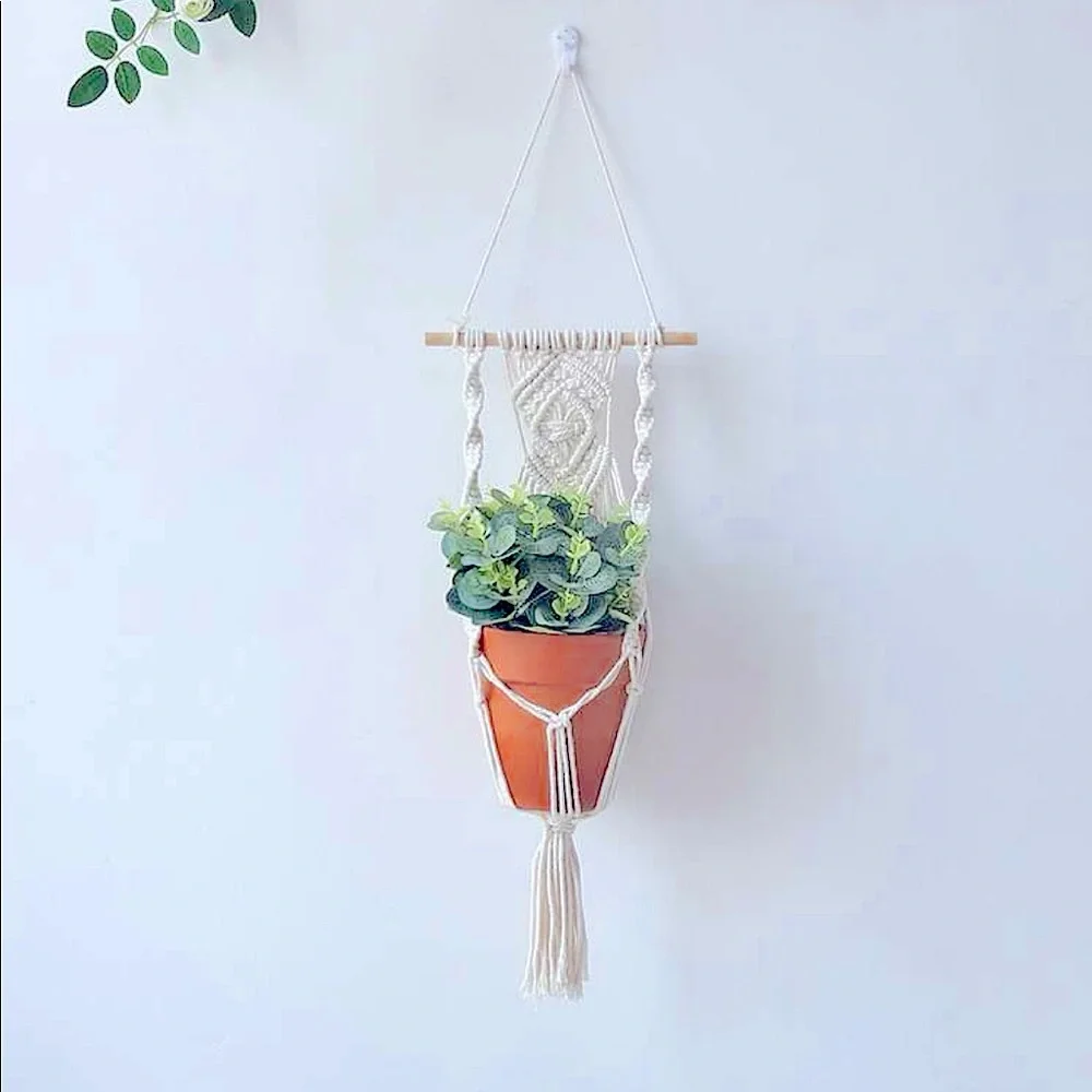 🪴🆕 2 Modern Home Decor Macramé bOhO Style Woven Fiber Artistry Plant Hanger🪴